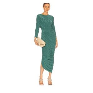 NORMA KAMALI Mountain Green Long Sleeve Diana Gown Dress Size Medium